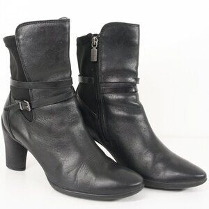 Aqua College Black Leather Sexy Heeled Ankle Boots Sz‎ 9.5